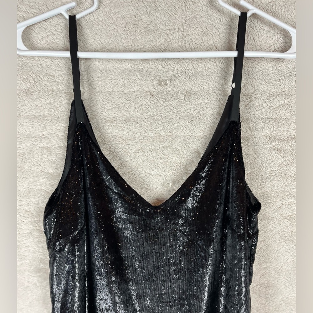 MINKPINK Black Liquid Velvet Slip Dress Shimmer Sz XS Cocktail Nightclub Party - Picture 9 of 16
